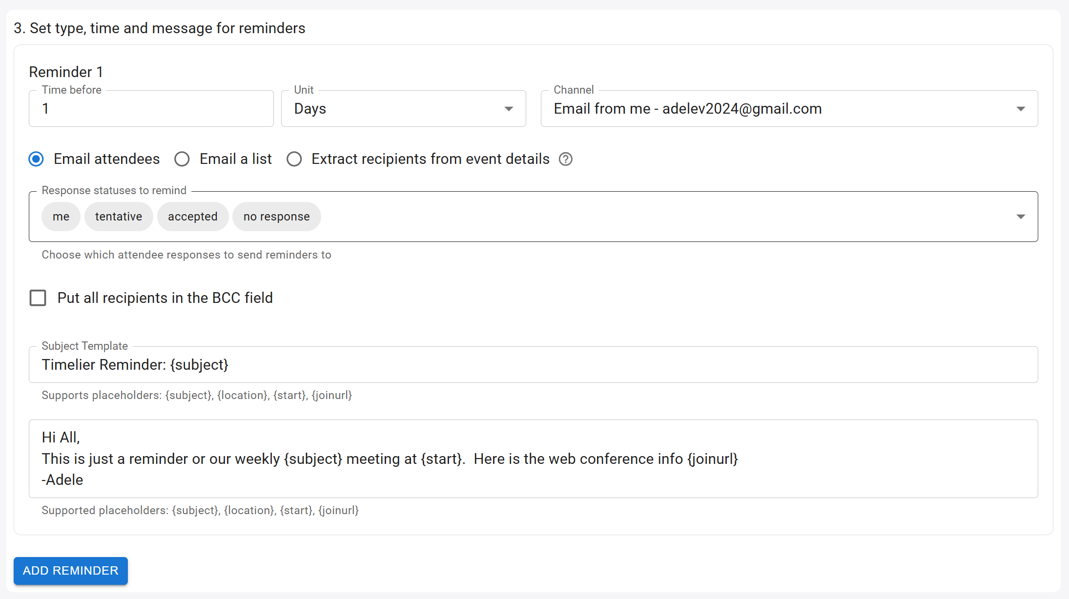 Email from me: Email attendees