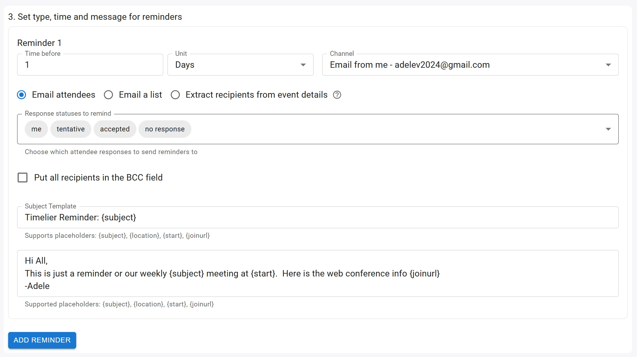 Email from me: Email attendees