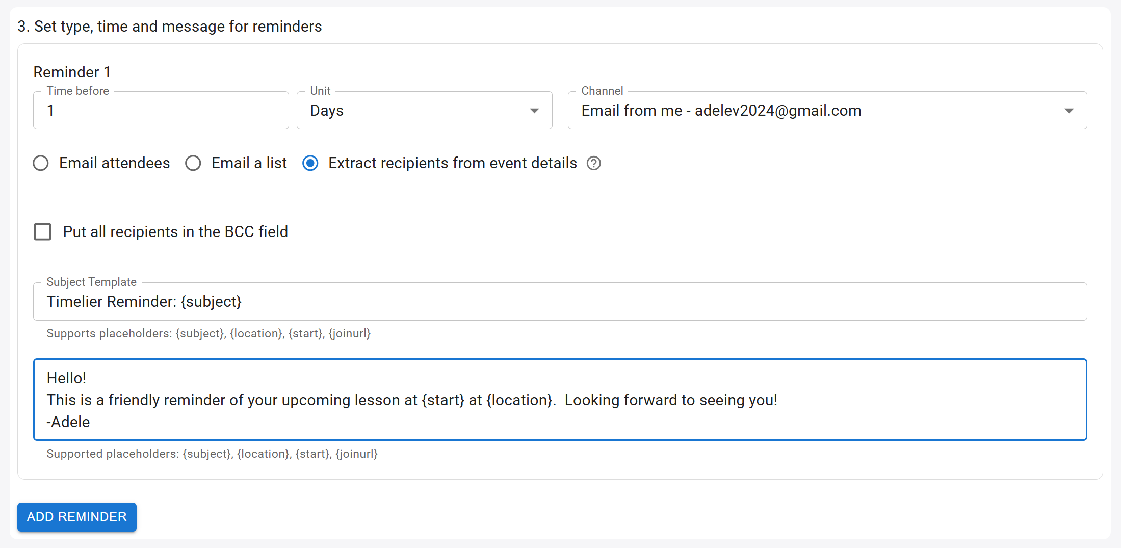 Email from me: Extract recipients from event details