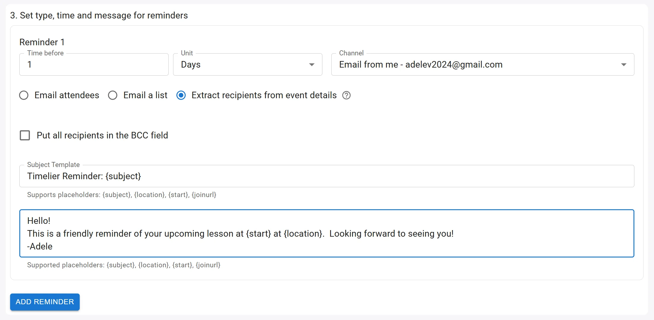 Email from me: Extract recipients from event details