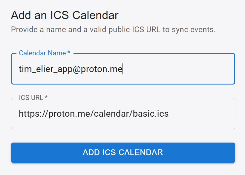 Connect an ICS Calendar in Timelier