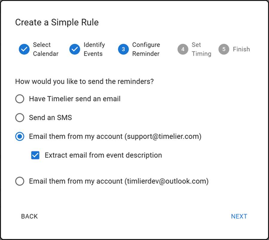 Timelier email extracted recipient setting