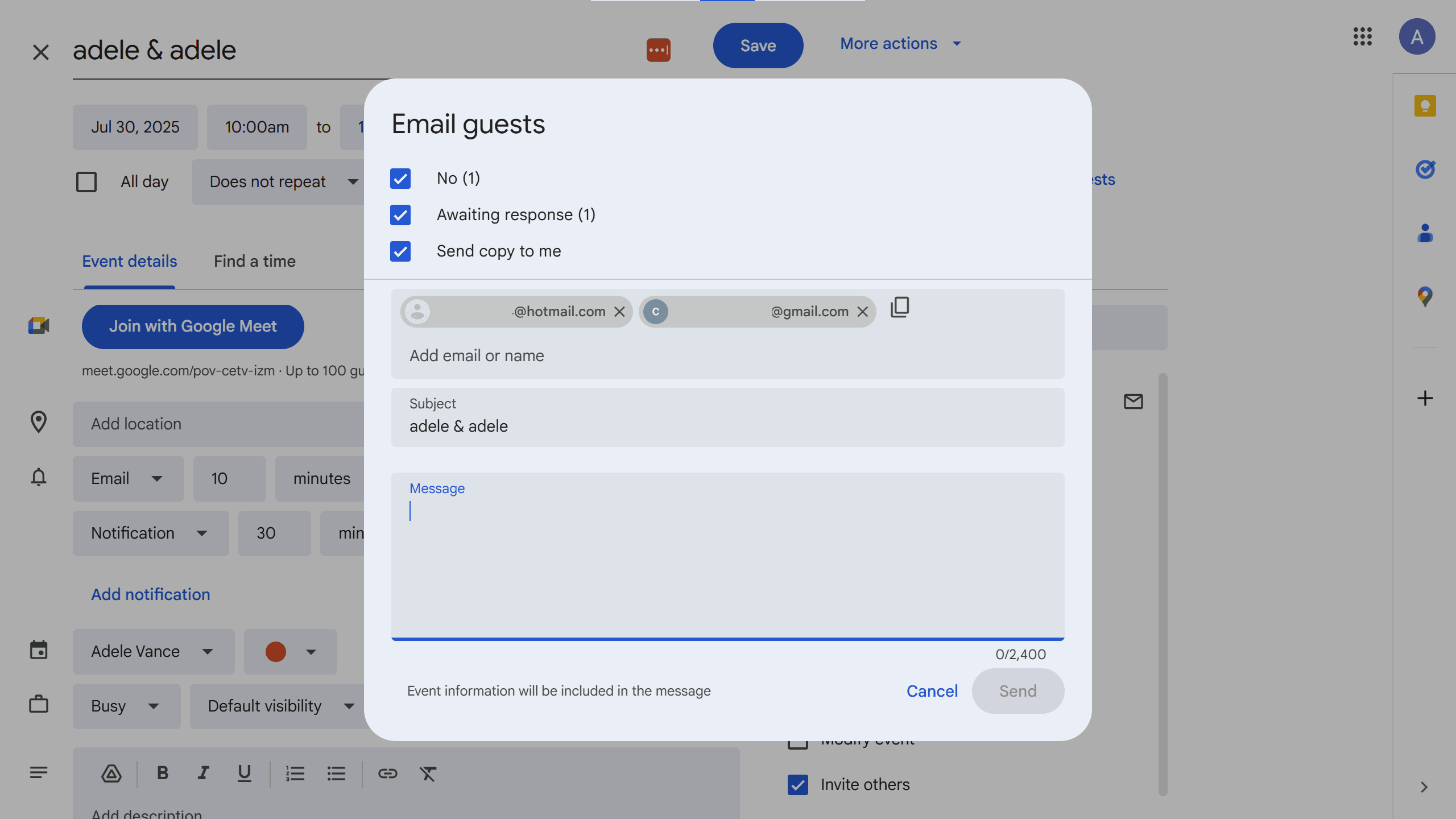 Google Calendar screenshot