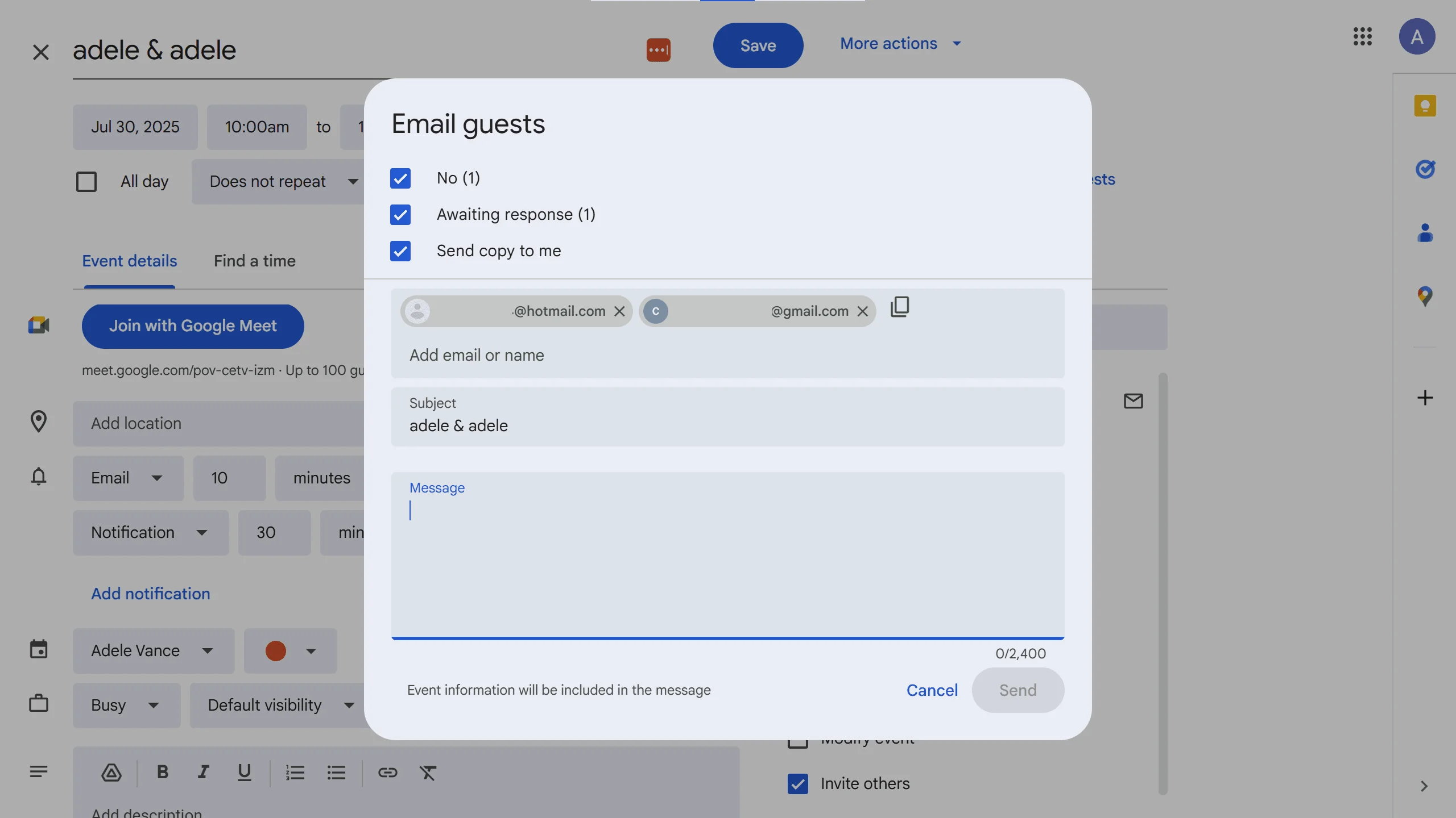 Google Calendar screenshot