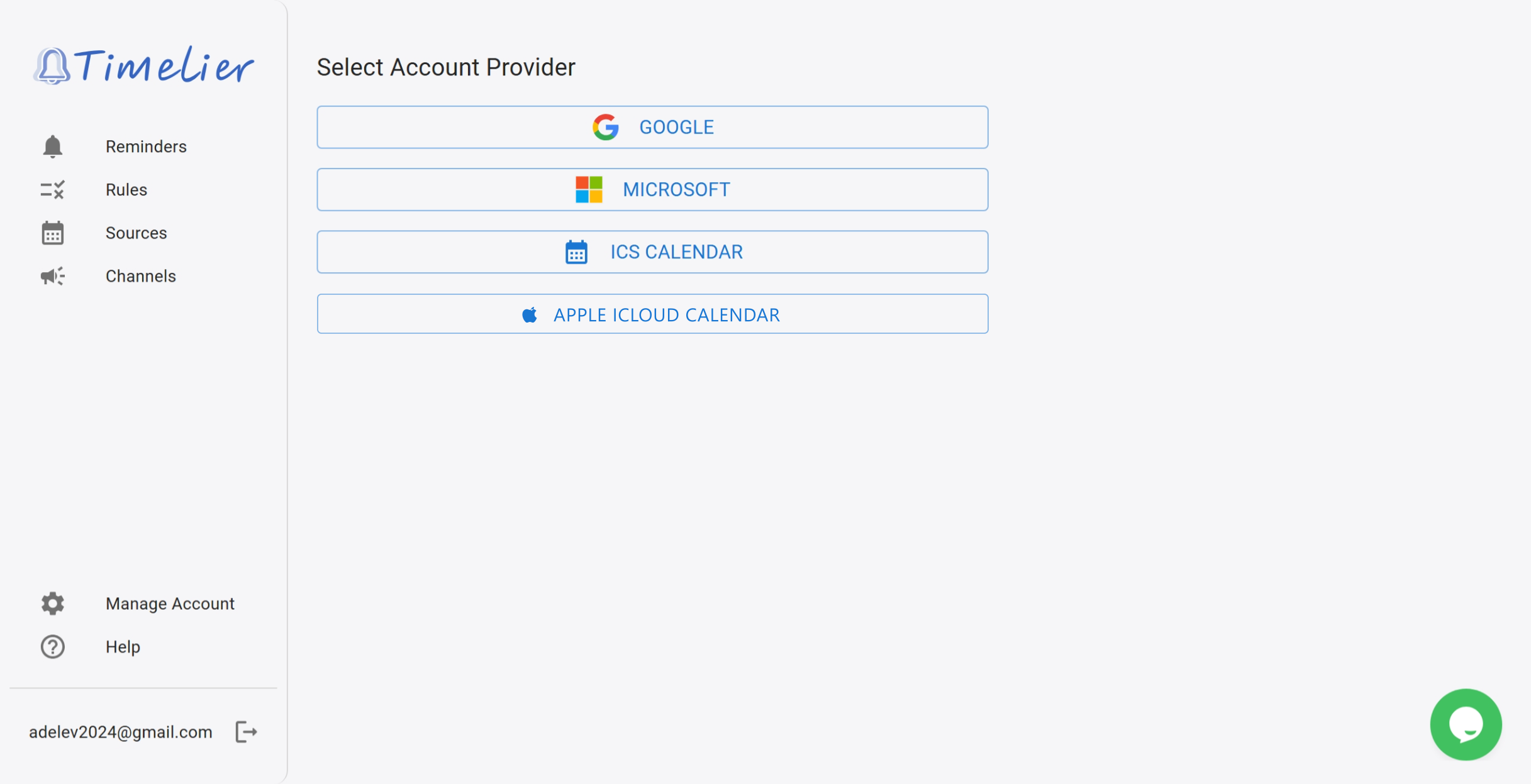 Select Account Provider options
