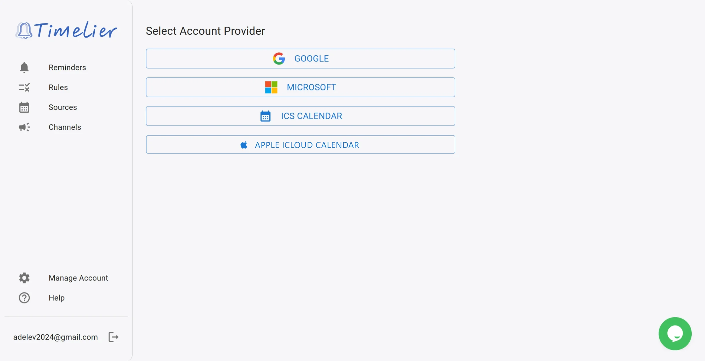 Select Account Provider options