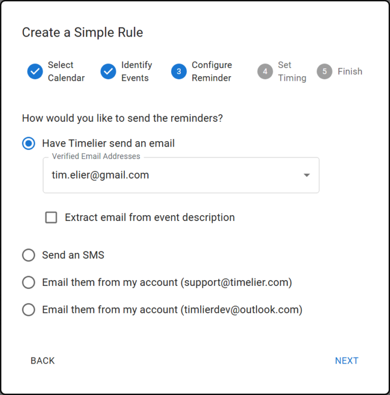 Timelier email sent to verified address