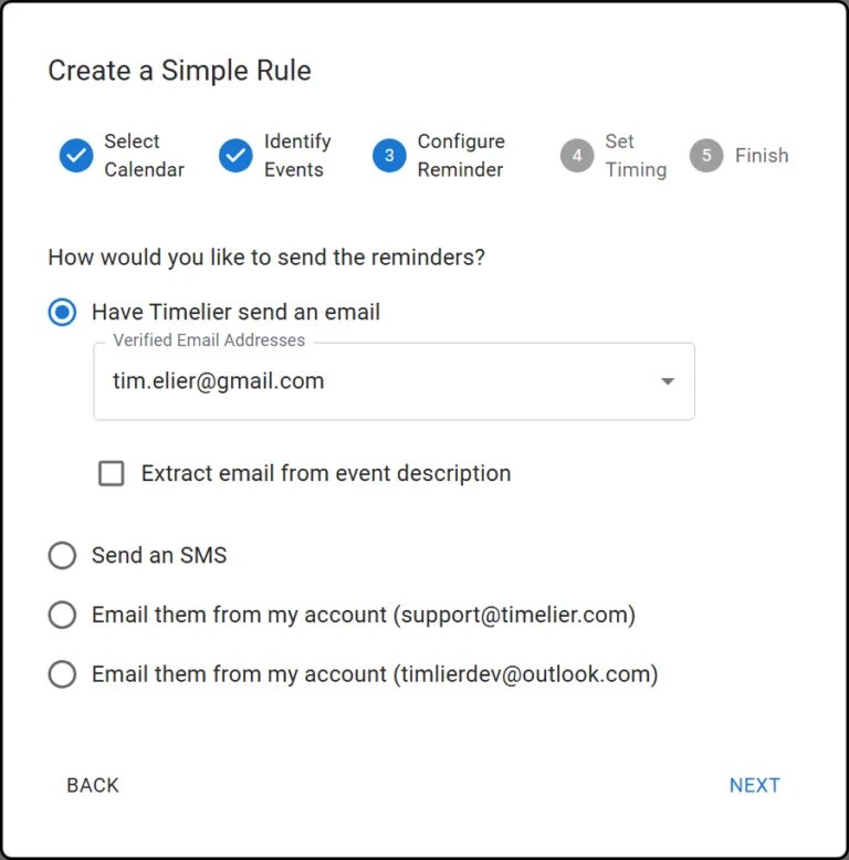 Timelier email sent to verified address