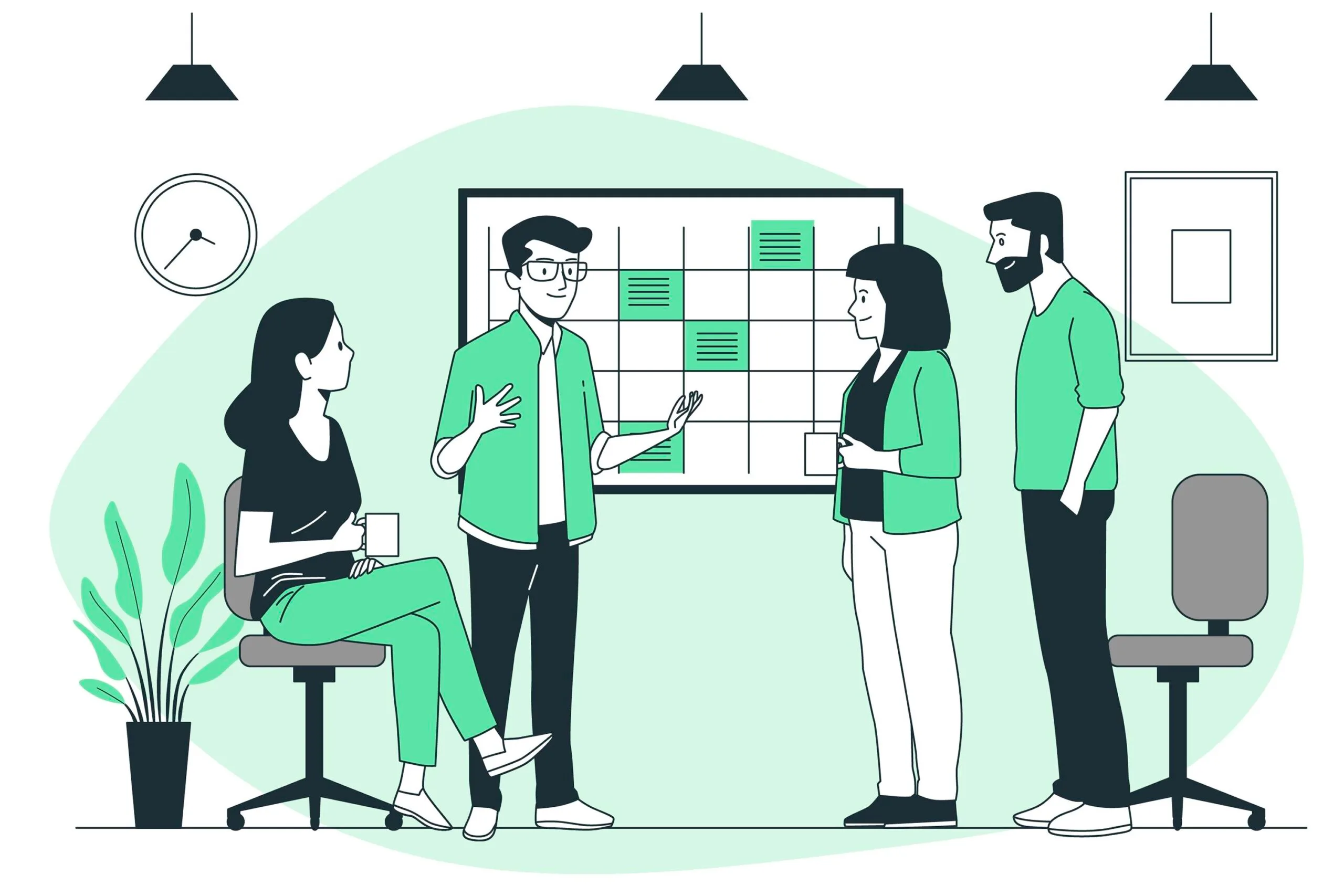 Illustration of a stand-up meeting