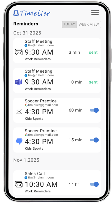timelier reminders screenshot